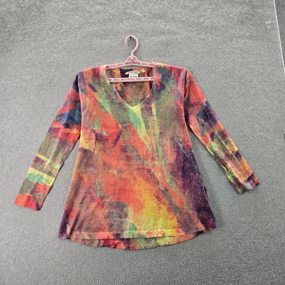 Soft Surroundings Women Blouse M Multicolor Plein De Coulers Long Sleeve Tunic